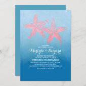 Korallensterfisch & Aquarellfarben Oblere Hochzeit Einladung (Vorne/Hinten)