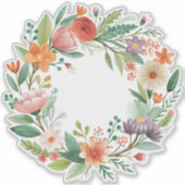 Korallensticker Wildblume Wreath Custom-Cut Vinyl Aufkleber (Vorderseite)