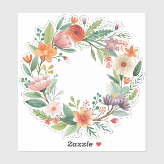 Korallensticker Wildblume Wreath Custom-Cut Vinyl Aufkleber (Blatt)