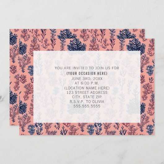 Korallenstrand Alle Zweck generisches Party Einladung (Vorne/Hinten)