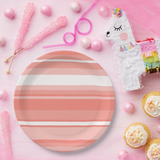 Korallenstreifen Pappteller (Party)