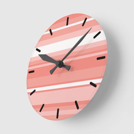 Korallenstreifen Runde Wanduhr (Winkel)
