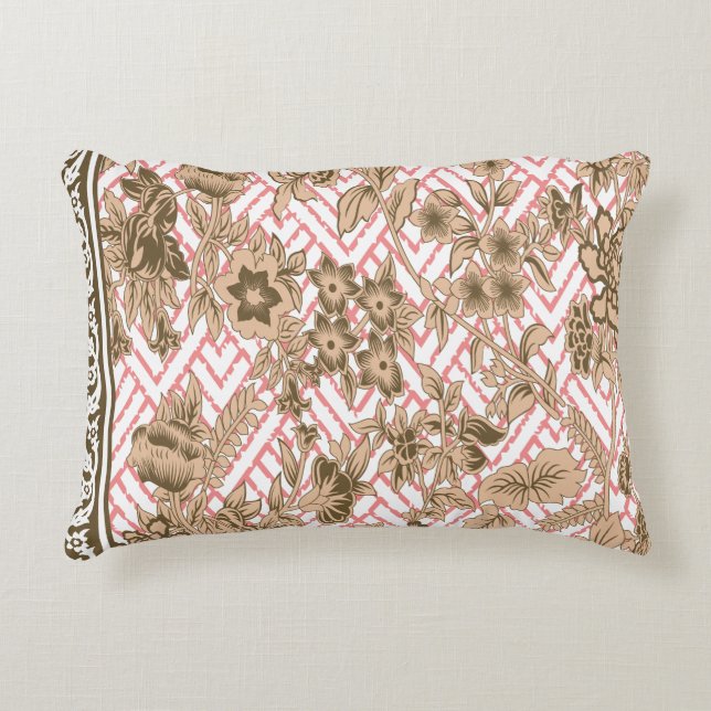 Korallentextilien-Design mit aufwändigem Goldpa Dekokissen (Vorderseite)