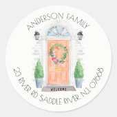 Korallentür | Neue Zuhause-Adressenaufkleber Runder Aufkleber (Vorderseite)