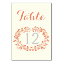 Korallenwalzkranz Hochzeitssaison Tischnummer