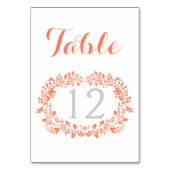 Korallenwalzkranz Hochzeitssaison Tischnummer (Rückseite)