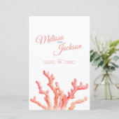 Korallenwasserfarben Hochzeitsgast-Informationsbla (Stehend Vorderseite)