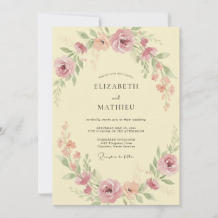 Korallenweiche botanische Romanze Hochzeit Einladung