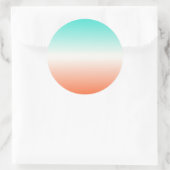 Korallenwein und Türkis Tricolor Ombre Runder Aufkleber (Tasche)