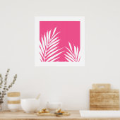 Korallenweiße Acrylpalme-Blätter Poster (Küche)