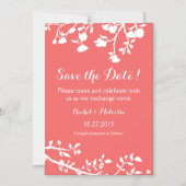 Korallenweiße Blume speichern das Datumsfenster Magneteinladung (Vorderseite)