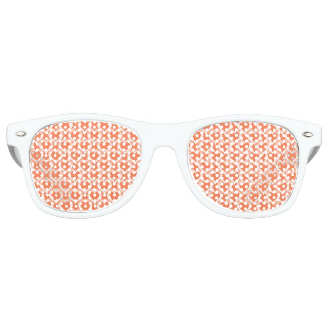 Korallenweiße Herzen Muster Partybrille (Vorderseite)