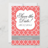 Korallenweiße Quatrefolie Speichern Sie das Datums Magneteinladung (Vorderseite)