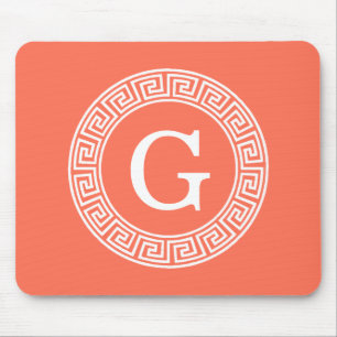 Korallenweißer griechischer Schlüsselrahmen Anfang Mousepad