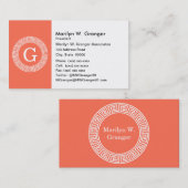 Korallenweißer griechischer Schlüsselrahmen Anfang Visitenkarte (Vorne/Hinten)