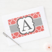 Korallenweißer Monogramm Buchstabe A Quatrefolie Rechteckiger Aufkleber (Umschlag)