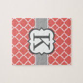 Korallenweißes Monogramm Letter K Quatrefolie Puzzle (Horizontal)