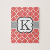 Korallenweißes Monogramm Letter K Quatrefolie Puzzle (Vertikal)