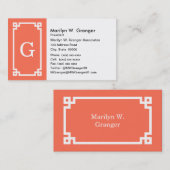 Korallenweißgriechischer Schlüsselrahmen #2 Anfang Visitenkarte (Vorne/Hinten)