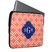 Korallenweißmarokkaner #6 Navy 3 Initial Monogram Laptopschutzhülle (Vorne Rechts)