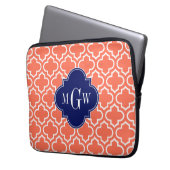 Korallenweißmarokkaner #6 Navy 3 Initial Monogram Laptopschutzhülle (Vorderseite Links)