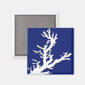 Korallenzweig - blau und weiß magnet (Vorderseite/Rückseite)
