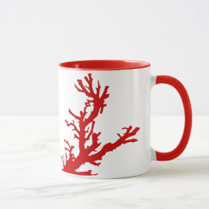 Korallenzweig - dunkelkorallenrot und weiß tasse