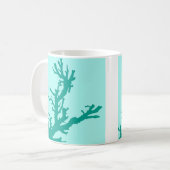 Korallenzweig - Türkis und Aqua Kaffeetasse (Vorderseite Links)