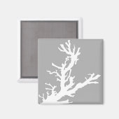 Korallenzweig - weiß auf silber grau magnet (Vorderseite/Rückseite)