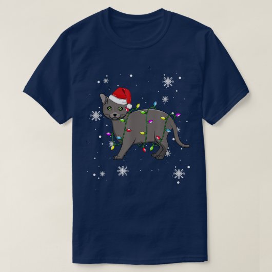 Korat Cat Christmas Lights Christmas Cat Santa Hat T-Shirt (Design vorne)