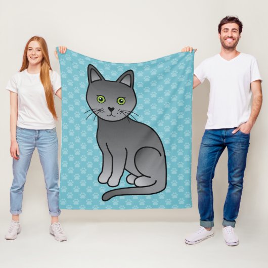 Korat Cat mit runden grünen Augen Fleecedecke (Beispiel)