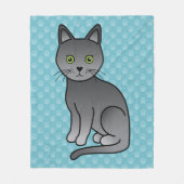 Korat Cat mit runden grünen Augen Fleecedecke (Vorderseite)