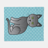 Korat Cat mit runden grünen Augen Fleecedecke (Vorderseite (Horizontal))