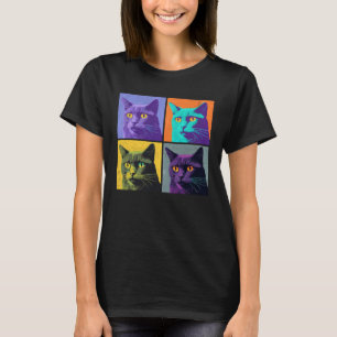 Korat Cat Pop Illustration Farbige Tierfrauen T-Shirt