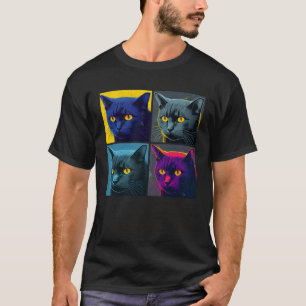 Korat Cat Pop Illustration Farbige Tierfrauen T-Shirt
