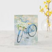 Korb auf blauem Fahrrad Karte (Gelbe Blume)