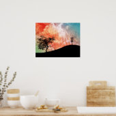 Korb auf einem Hügel Poster (Küche)