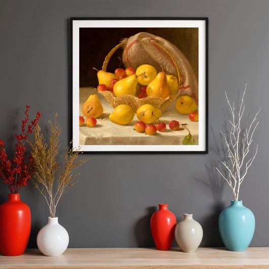 Korb aus Birnen und Krabapeln Poster