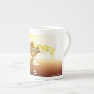 Korb aus Glas mit Früchten und Schmetterling Porzellantasse