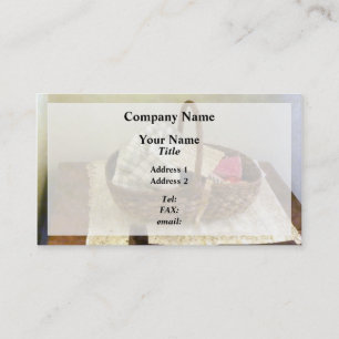 Korb aus Stoff und Maßband Visitenkarte