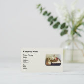 Korb aus Stoff und Messband Visitenkarte (Stehend Vorderseite)