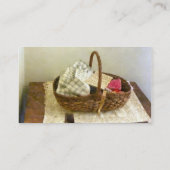 Korb aus Stoff und Messband Visitenkarte (Rückseite)