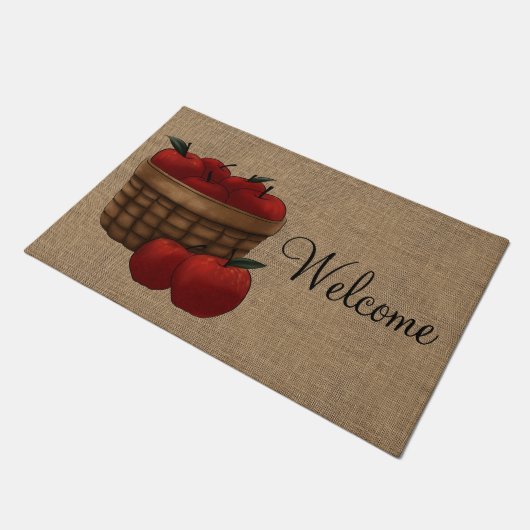 Korb der Äpfel Fußmatte (Schrägansicht)