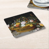 Korb der Blume, Jan Brueghel der Jüngere Rechteckiger Pappuntersetzer (angewinkelt)