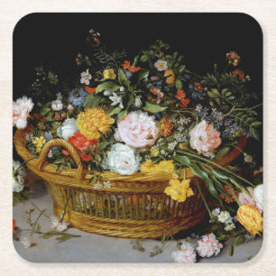 Korb der Blume, Jan Brueghel der Jüngere Rechteckiger Pappuntersetzer