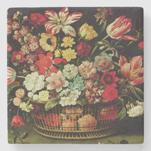 Korb der Blumen Steinuntersetzer (Vorderseite)
