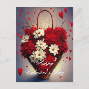 Korb der Herzen und Blumen Valentinstag Postkarte