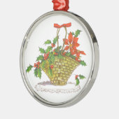 Korb der Poinsettias Silbernes Ornament (Links)
