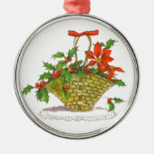 Korb der Poinsettias Silbernes Ornament (Vorne)