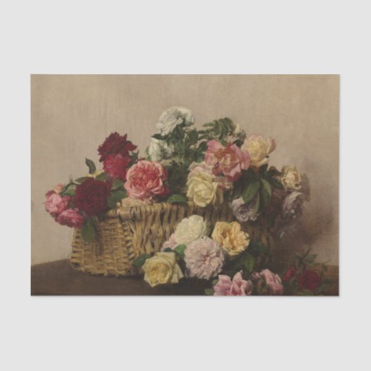 Korb der Rose von Henri Fantin-Latour Seidenpapier (Vorderseite)